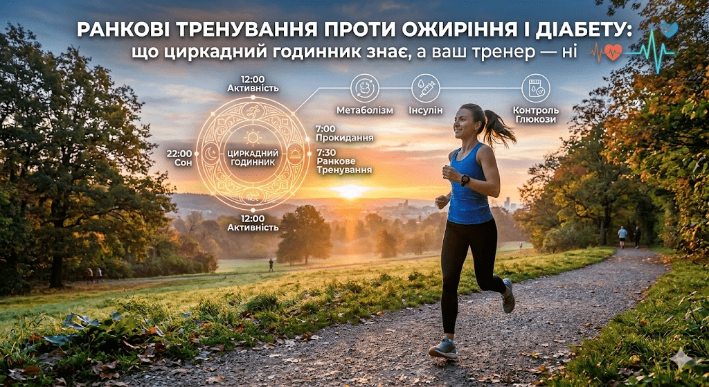 Ранкові тренування проти ожиріння і діабету: що циркадний годинник знає, а ваш тренер — ні