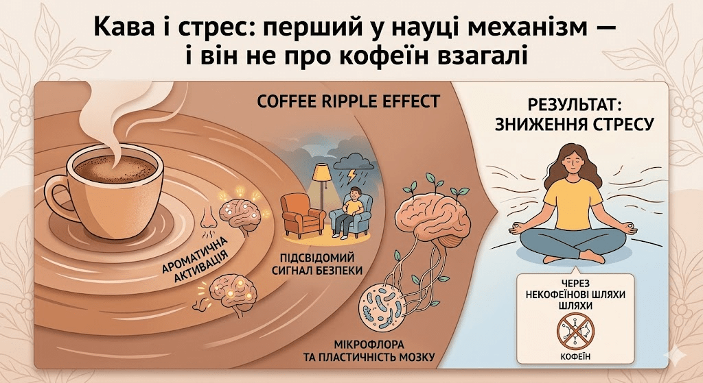Кава і стрес: перший у науці механізм — і він не про кофеїн взагалі